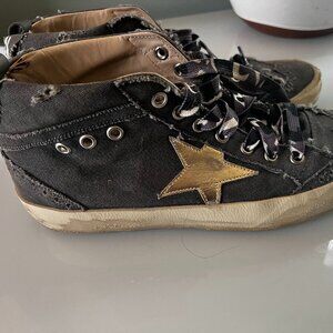 Golden Goose Midstar - Size 38/8 Women's Grey canvas gold star LIKE NEW, 2 laces